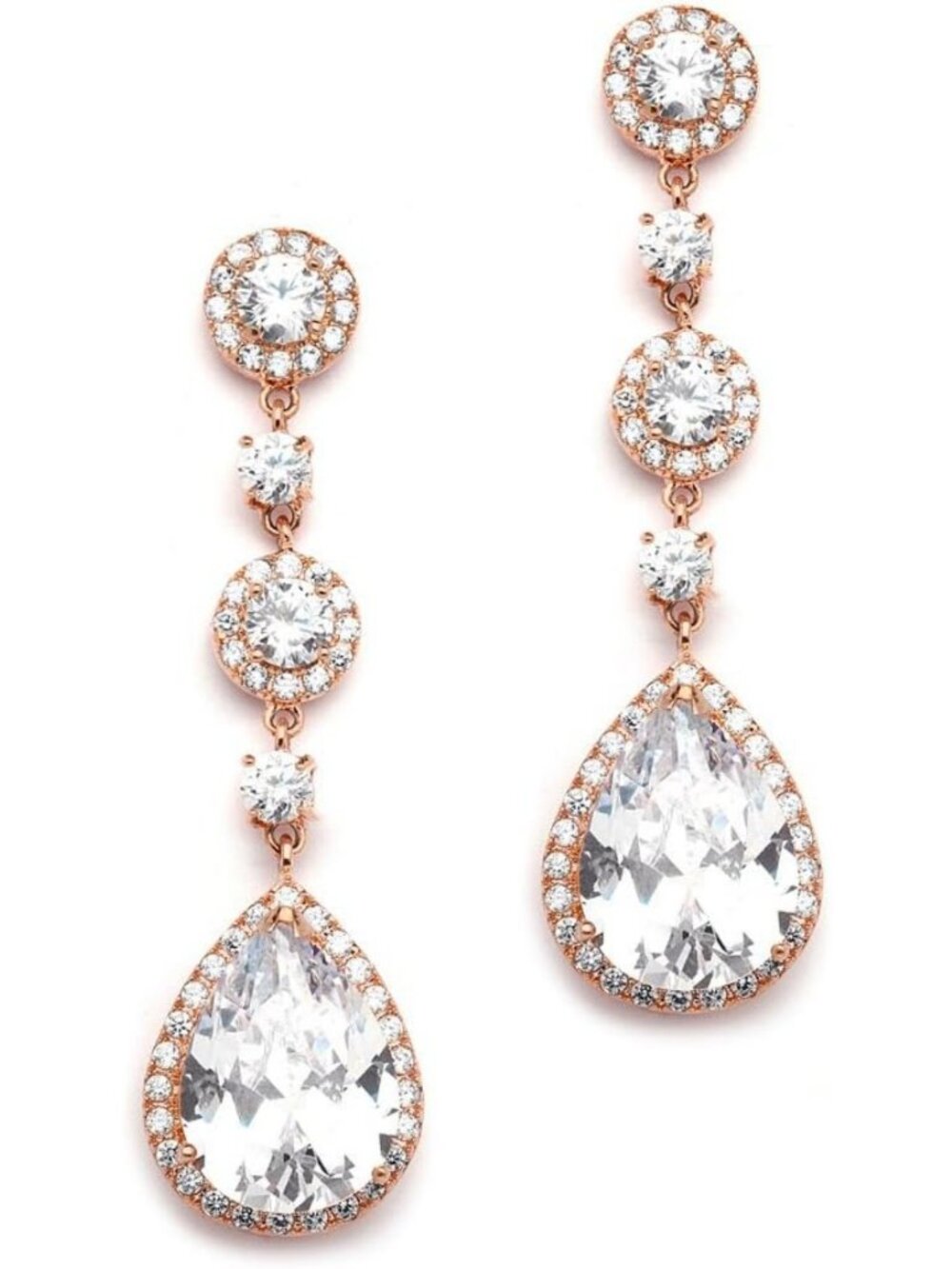 Elegant CZ Dangle Drop Earrings for Women - Clip-On or Pierced, Silver/Gold/Rose